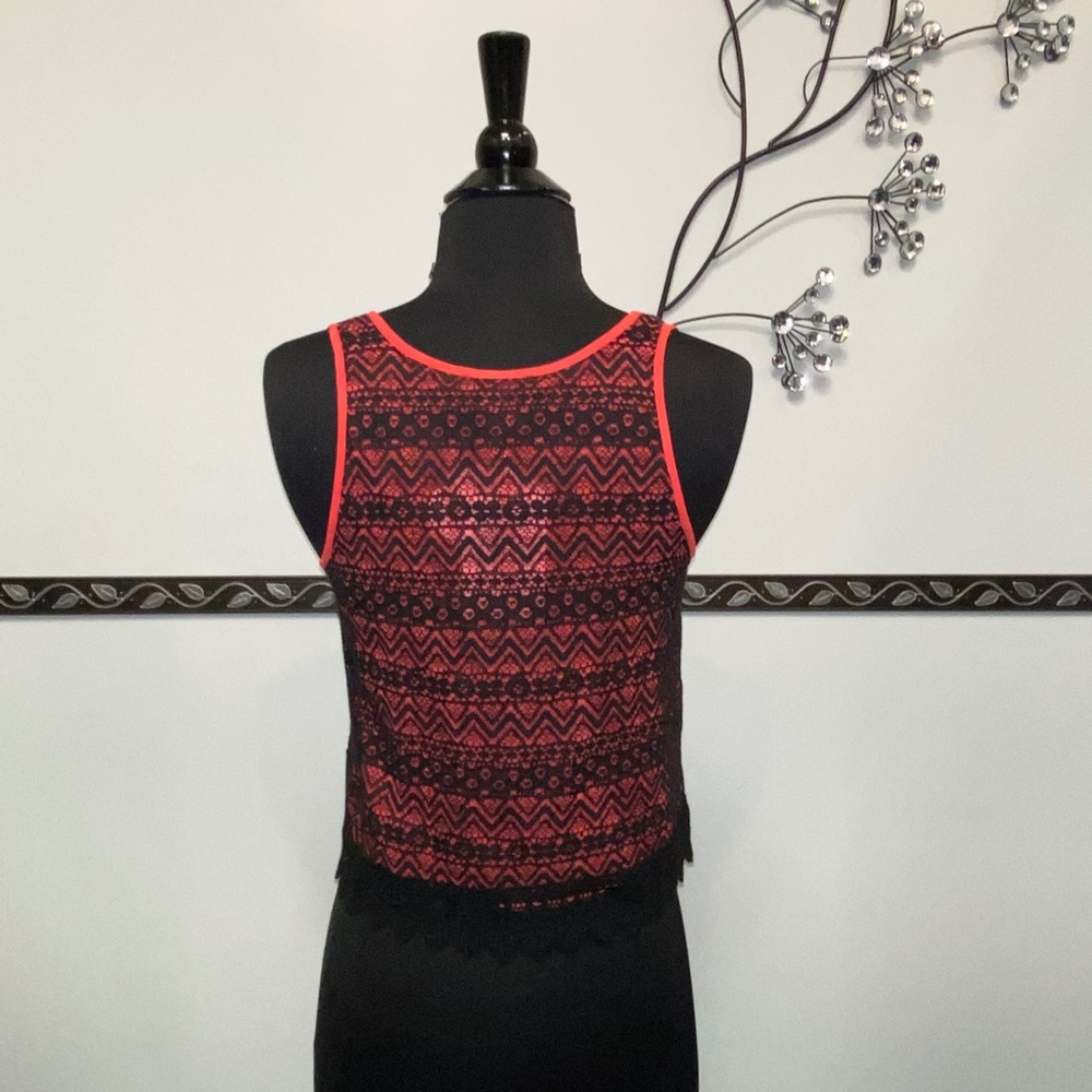Red & Black Lace Tank Top - Picture 4 of 4
